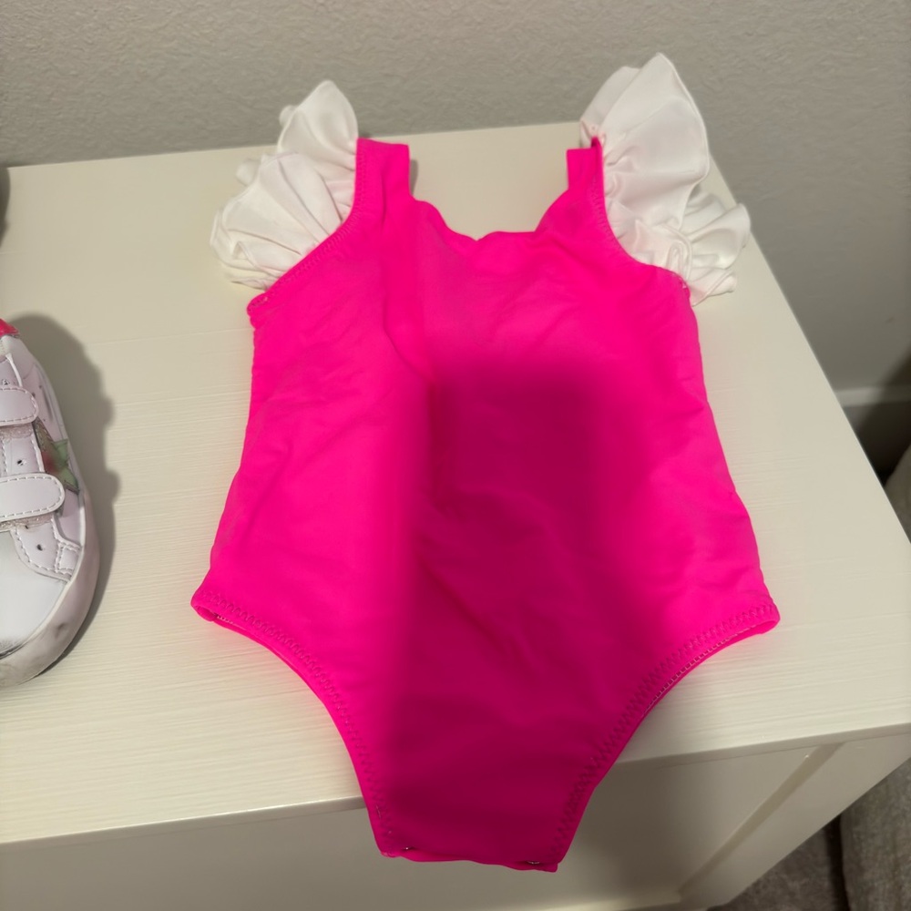 Pink ruffled swimsuit